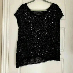 All Saints - allsaints Spitalfield Black Sequin hand embellished top -  Sz M